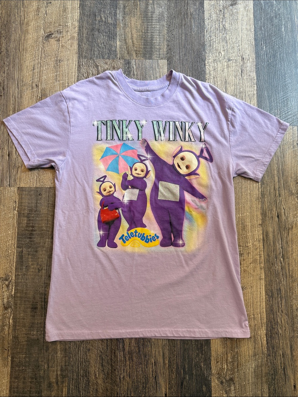 Tinky Winky Teletubbies Unisex Purple Short Sleeve T-Shirt Size Medium